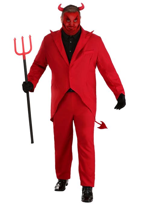 Plus Size Red Suit Devil Men's Costume | Scary Costumes