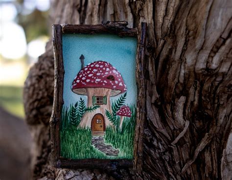 Mini Mushroom House Watercolor Painting Original Artwork - Etsy