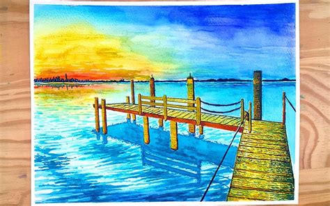 Watercolor Landscape - Easy Waterfront Scene Painting Tutorial