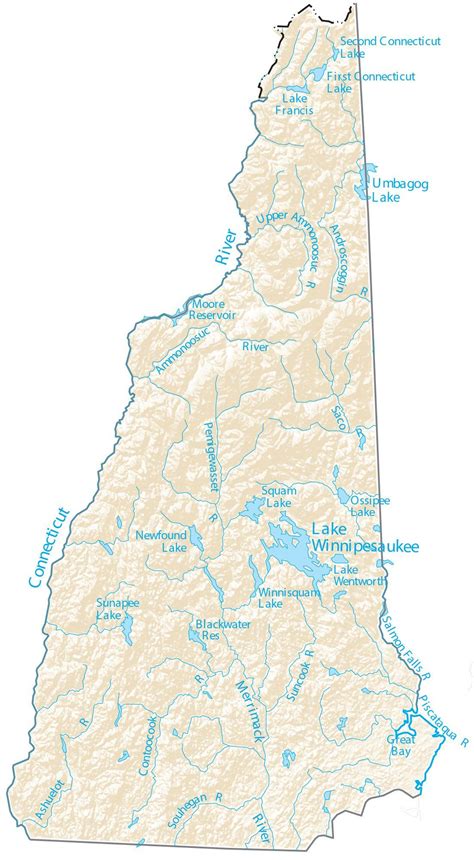 New Hampshire Lakes and Rivers Map - GIS Geography