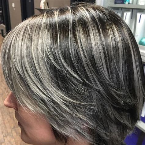 Image result for silver highlights on brown hair | Gray hair highlights ...