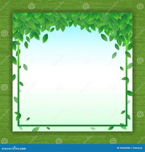 Vector Nature Background Banner with Green Leaf Frame Stock Vector ...