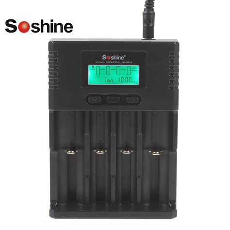 Soshine H4 4 Slots Universal Battery Charger LCD Display for Lithium Li ...