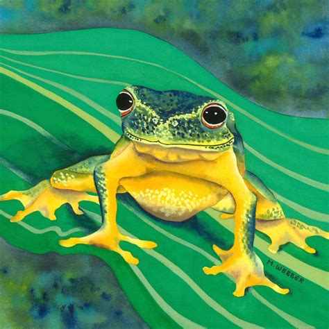 Tree Frog Green and Yellow Amphibian Limited Edition Print | Etsy ...