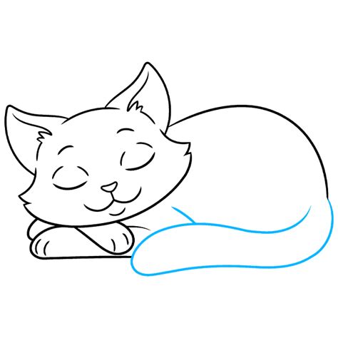 How to Draw a Simple Sleeping Cat - Really Easy Drawing Tutorial