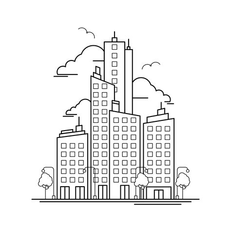 City Building Outline Design for Drawing Book Style one 3221398 Vector ...