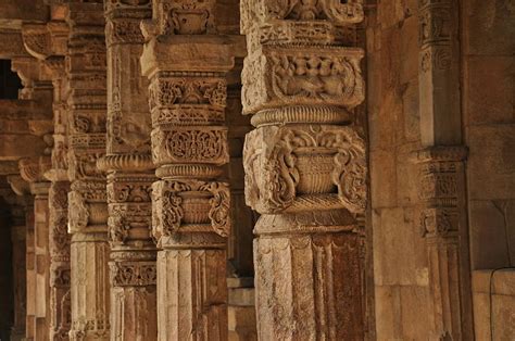 HD wallpaper: brown concrete columns, pillars, temple, carvings, stone ...