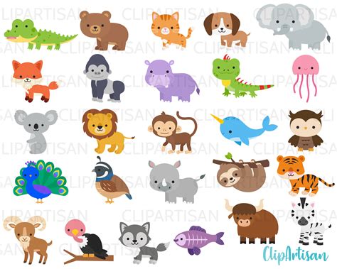 Animals A to Z Clipart Animal Alphabet Clip Art Cute Nursery - Etsy UK