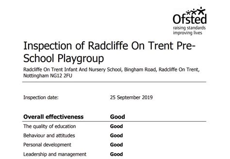 OFSTED Report- Radcliffe on Trent Pre-School Playgroup