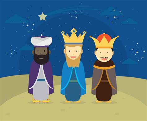 three King with decorative stars hanging Illustration 184591 Vector Art ...