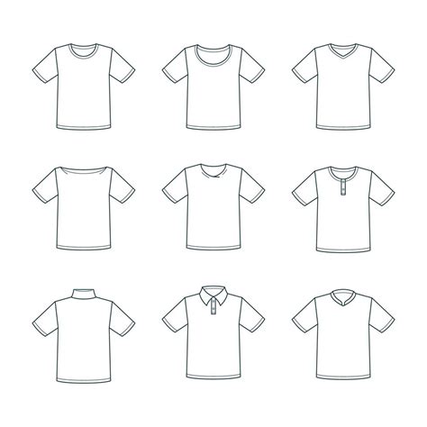 Outline T Shirt Short Sleeve Template Set 14376155 Vector Art at Vecteezy