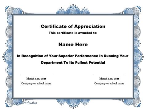 Sample Of Appreciation Certificate For Good Performance - certify letter