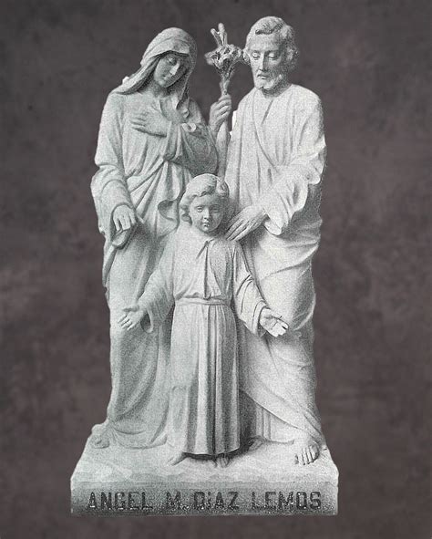 Italian Hand Carved Marble Holy Family Statue