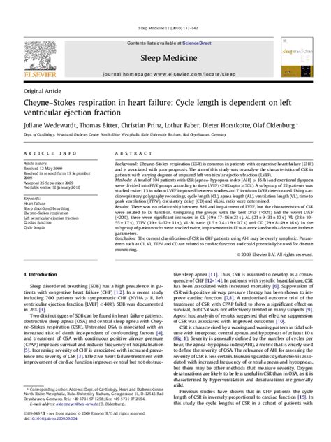 (PDF) Cheyne–Stokes respiration in heart failure: Cycle length is ...