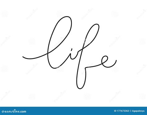 Word Life Handwritten by One Line. Modern Brush Calligraphy Style ...