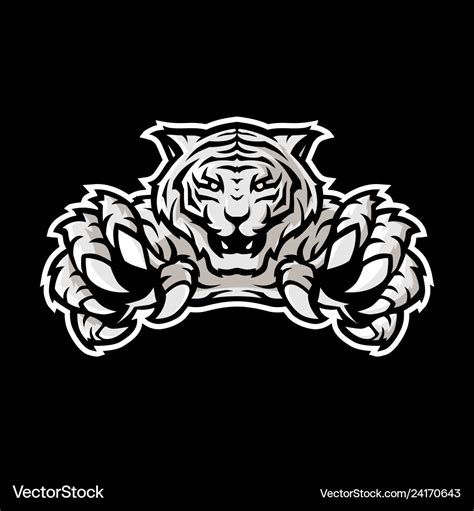 White tiger sport gaming logo template with black Vector Image