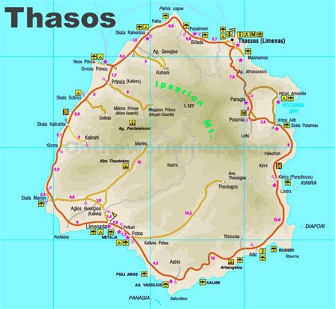 Thasos tourist attractions map