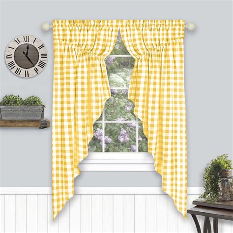 Woven Trends Farmhouse Curtains Kitchen Décor, Buffalo Plaid Valance ...