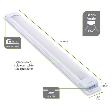 GE 18 in. Plug-In LED Under Cabinet Light Fixture, White