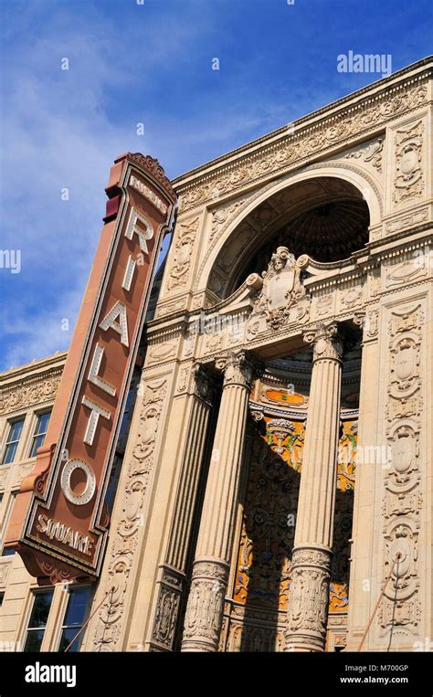 Joliet, Illinois, USA. The notable landmark Rialto Square Theatre in ...