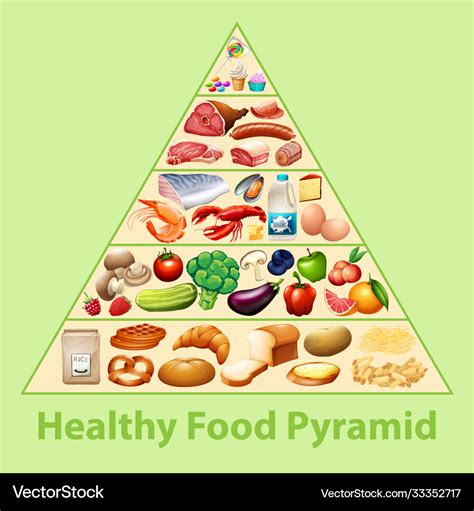 Healthy food pyramid chart Royalty Free Vector Image