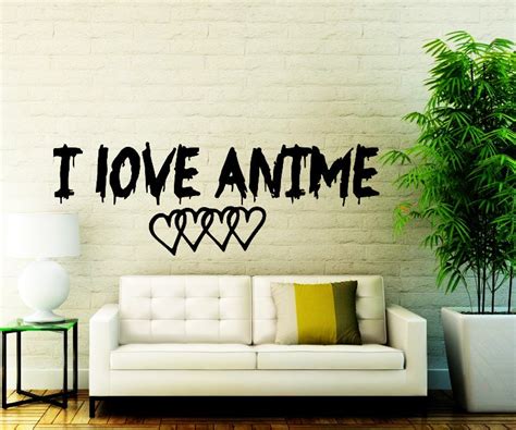 Anime Wall Decal Quote Decals I love Anime Vinyl Sticker Wall