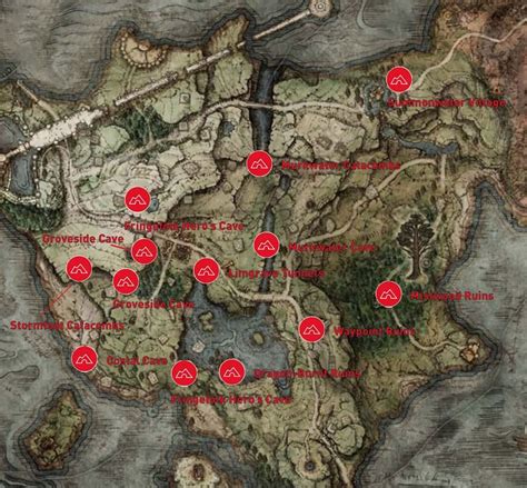 Elden Ring Guide: Limgrave Dungeon Locations | Rings, Ring guide, Dungeon