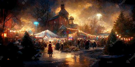 Premium Photo | Christmas village. Digital illustration. Painting ...