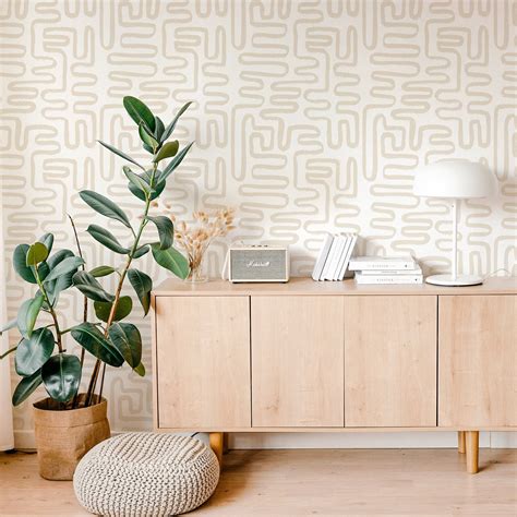 Neutral Geometric Wallpaper - Ecru – Timberlea Interiors