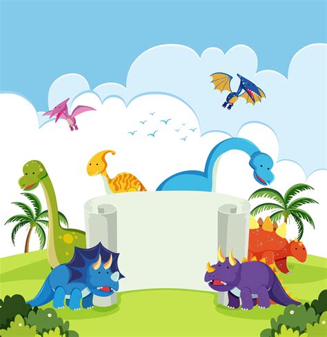 Dinosaur in nature banner 605382 Vector Art at Vecteezy