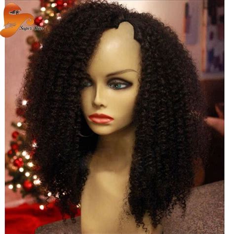 Cheap Afro Kinky Curly U Part Human Hair Wigs For Black Women Brazilian ...