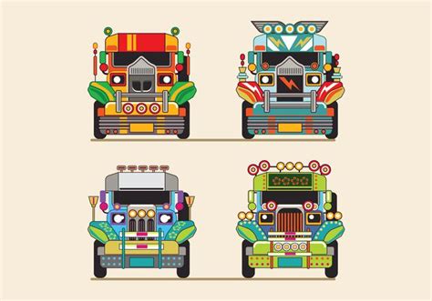 Philippine Jeep vector Illustration or Jeepney Front View 135095 Vector ...