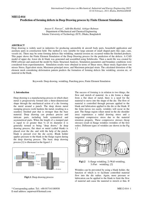 (PDF) Prediction of forming defects in Deep Drawing process by Finite ...