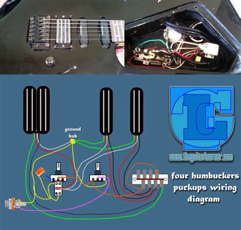 four humbuckers pickup wiring diagram - hotrails and quadrail