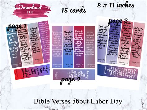 Labor Day Bible Verses Cards, Scripture Cards, Bible Verses Bookmarks ...