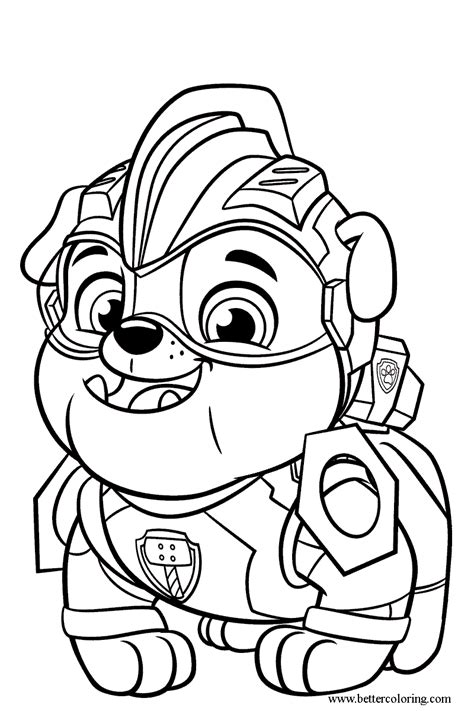 Rubble from Mighty Pups Coloring Pages - Free Printable Coloring Pages