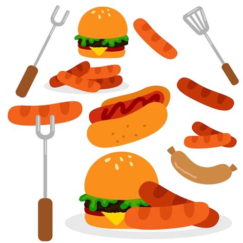 Premium Vector | BBQ Barbecue Food Fun Clipart