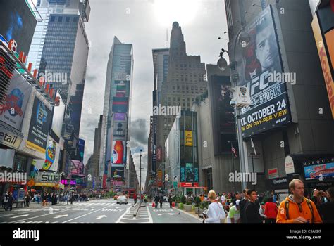 Times Square street view with busy traffic in Manhattan, New York City ...