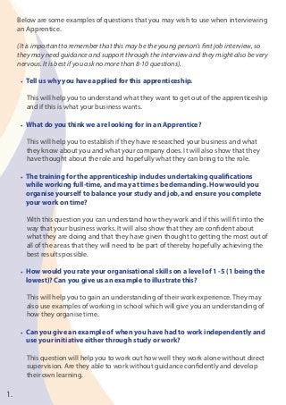 Sample Apprenticeship Interview Questions