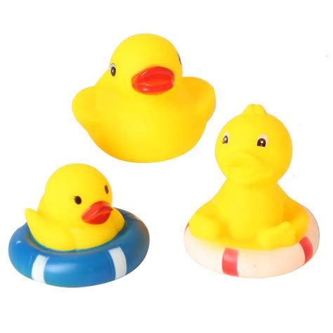 6.5CM Set of 3 Yellow Ducks Toys Rubber Bath Toys Pure Natural Cute ...