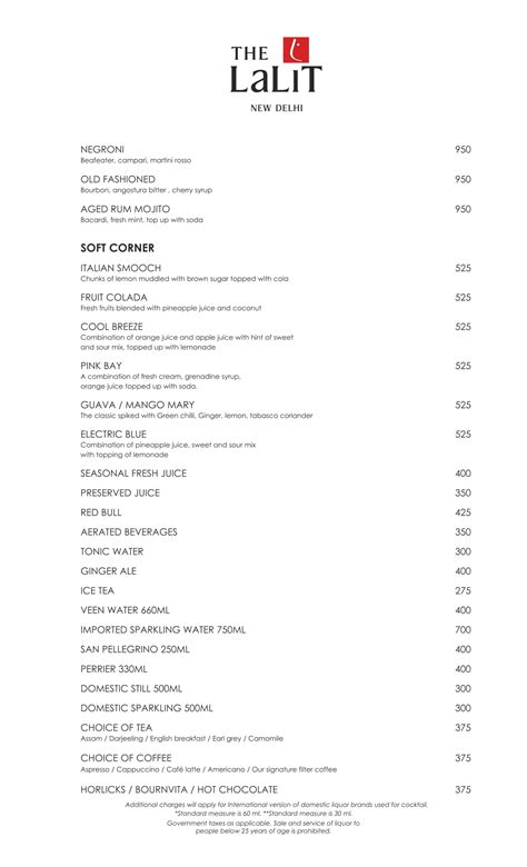 Menu of 24/7 Restaurant , The Lalit, New Delhi, Delhi NCR | EazyDiner