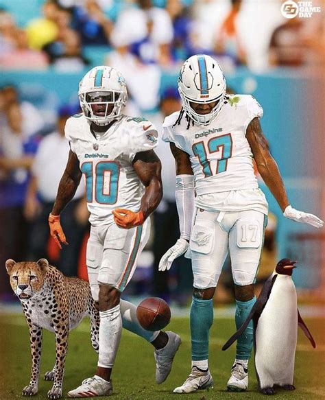 Tyreek Hill Cheetah Jaylen Waddle Penguin | Miami dolphins football ...