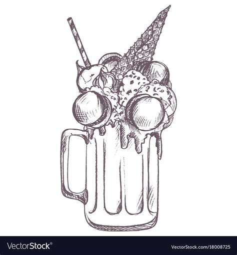 Sketch of milkshake Royalty Free Vector Image - VectorStock