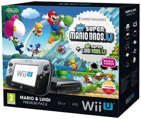 Nintendo Wii U Black Premium Pack (32GB) New Super Mario New Super ...