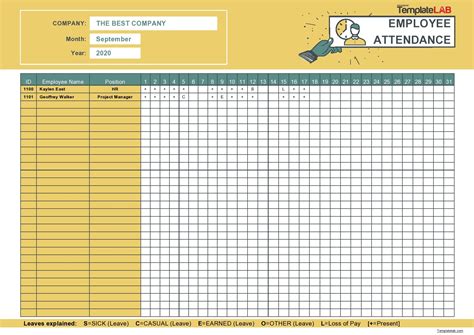 Employee Attendance Tracker Template Free