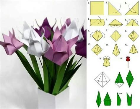 Tulipanes | Tulip origami, Diy origami, Origami flowers