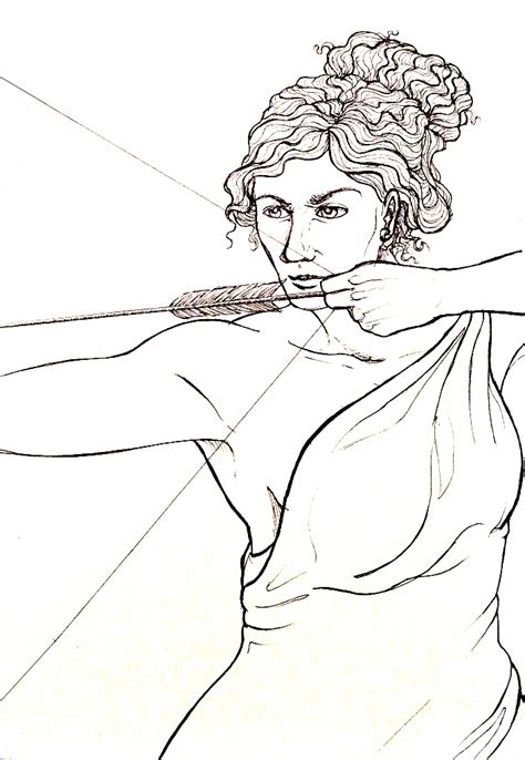 Artemis Drawing her Bow by Umbr3 on DeviantArt