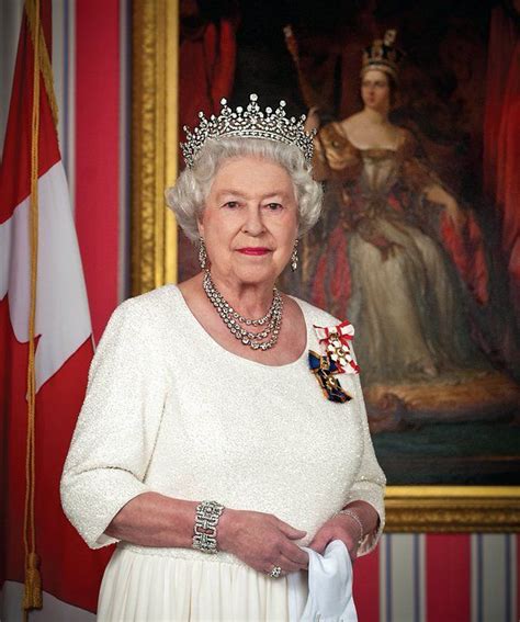 H.M. Queen Elizabeth II, wearing the full regalia of the Order of ...