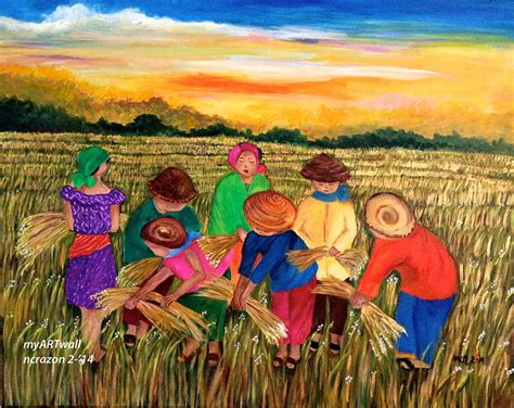 Rice Harvest Painting by Nancy Razon - Pixels