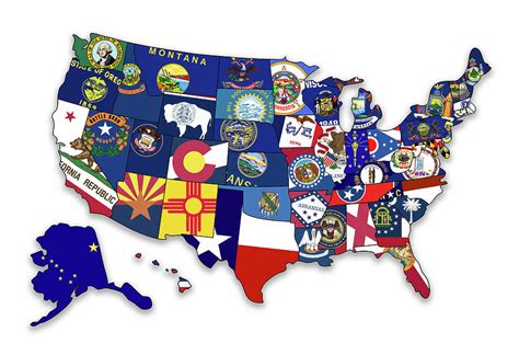 United States Map With Flags - Willy Julietta